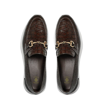 Crocodile Leather Loafer Men's Shoe Green