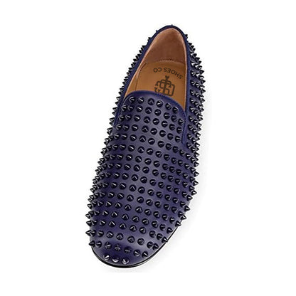 Men Suede Studded Slip On Loafers