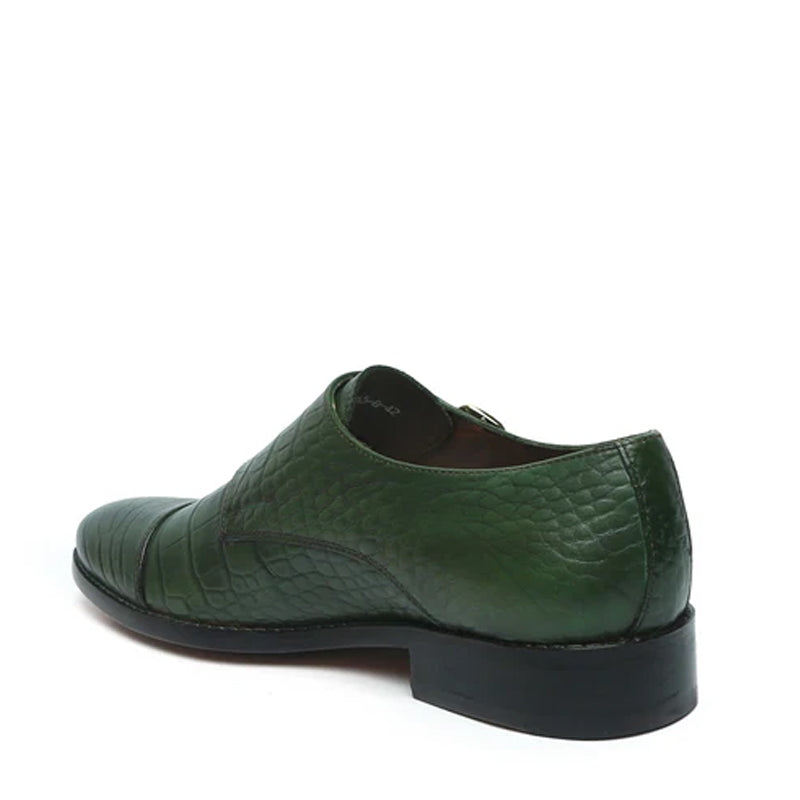 Men Croco Print Leather Double Monk