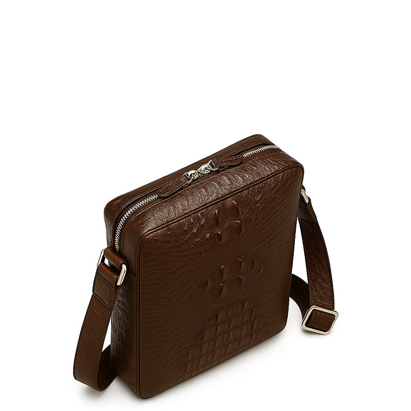 Men's Italian Crocodile Leather Blue Side Bag