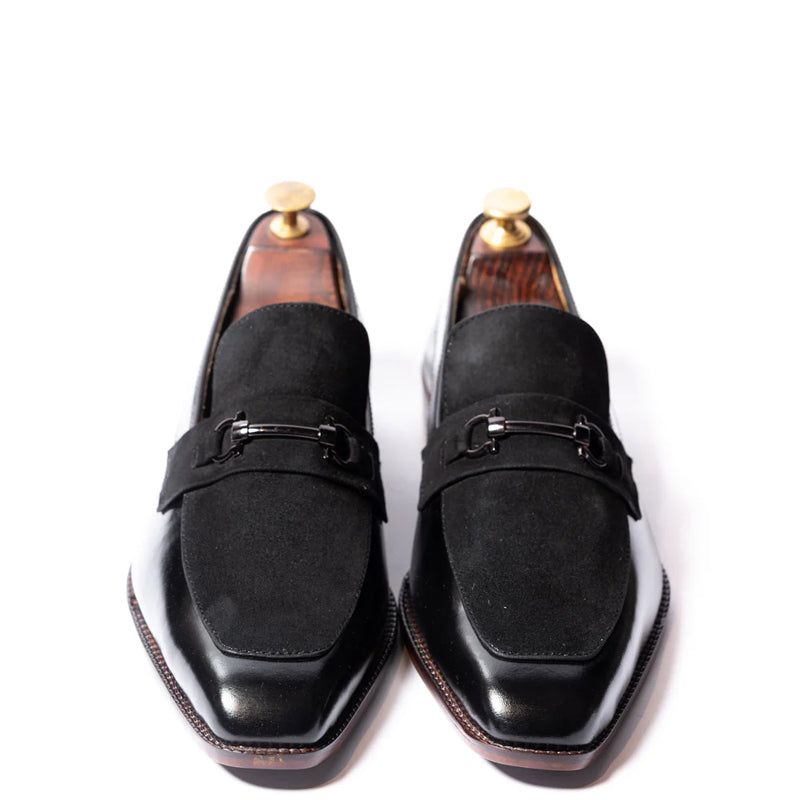 Men Suede Upper Horsebit Buckled Leather Loafer Brown