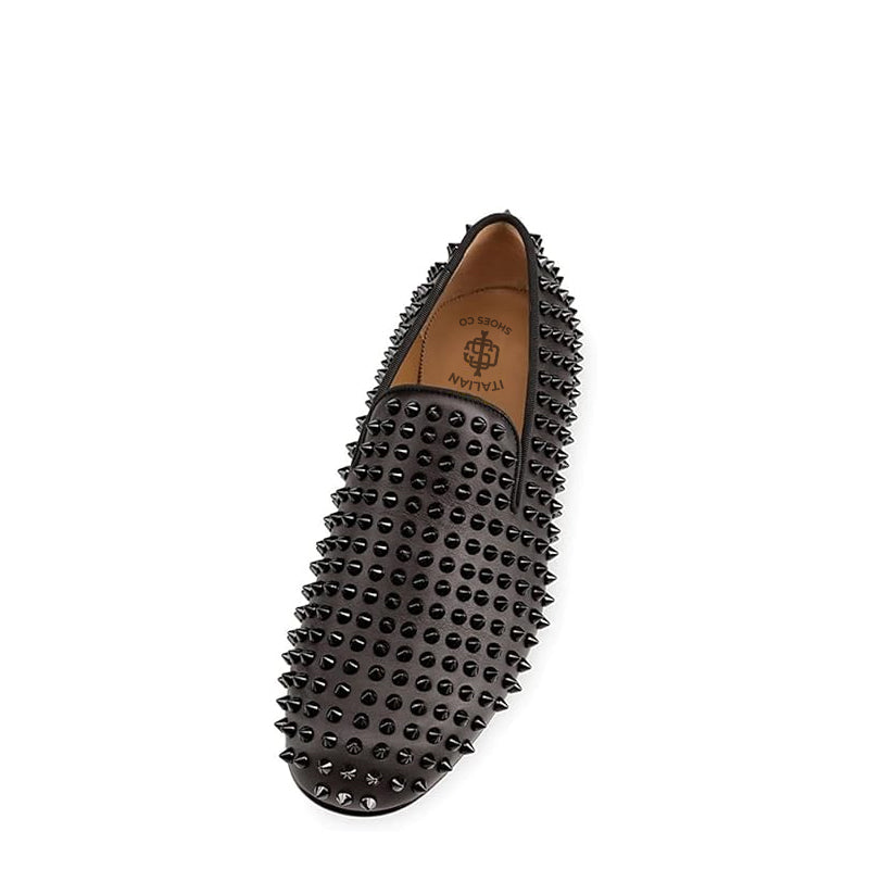 Men Suede Studded Slip On Loafers