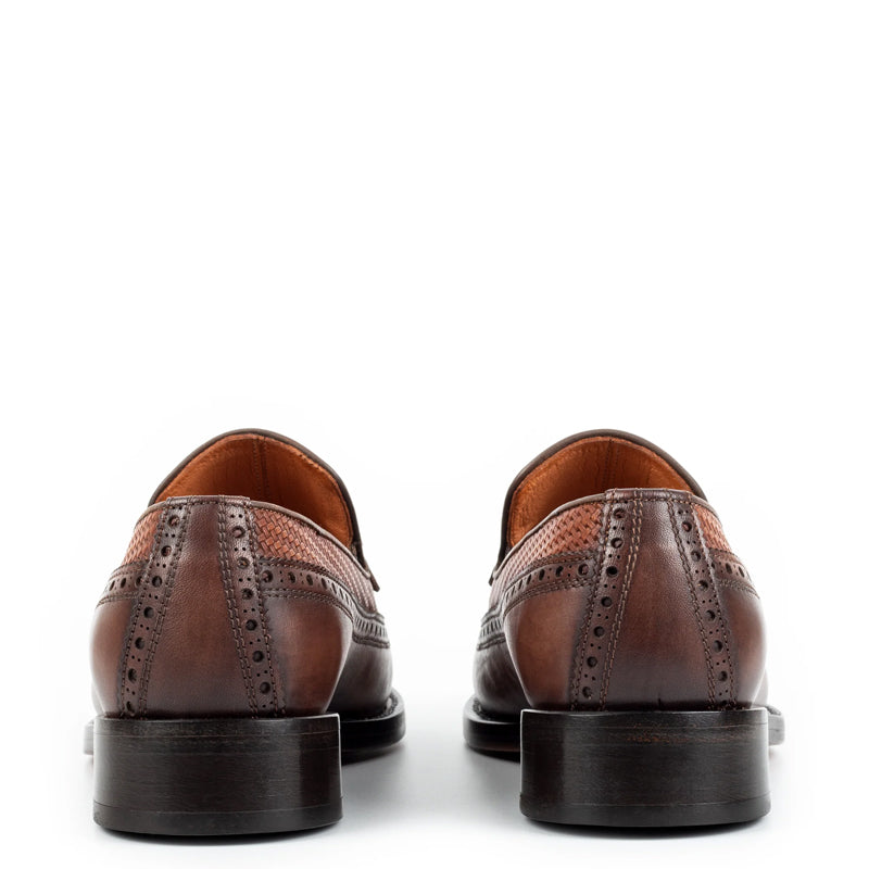 Men Premium Wingtip Leather Loafer Brown