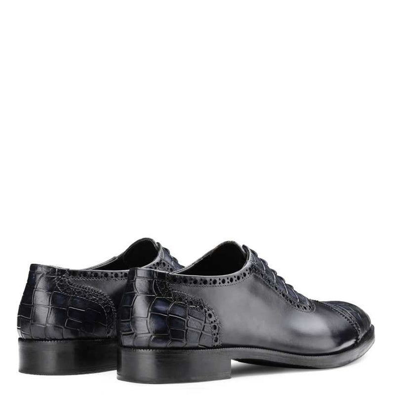 Men Croco Captoe Leather Handmade Oxford Shoes
