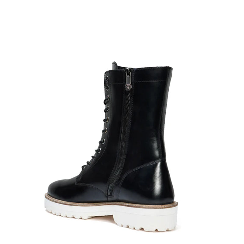 Men Chunky High Leather Ankle Black Boot