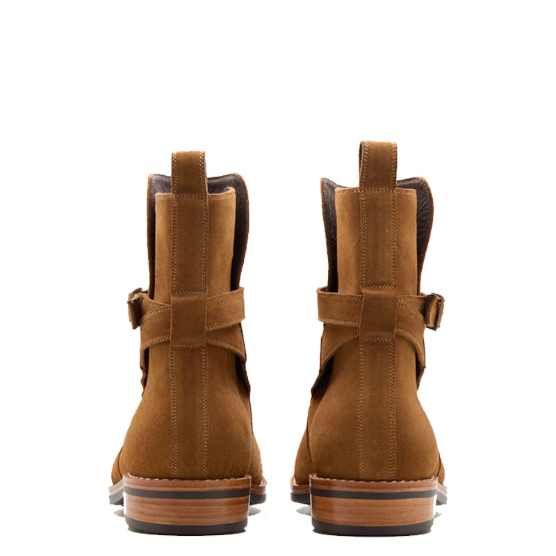 Men Suede Leather Jodhpur Tan Boot With Side Buckle