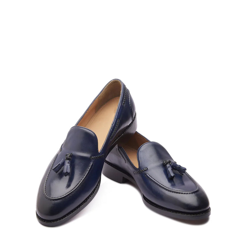 Premium Leather Slip-On Tassel Loafer Navy