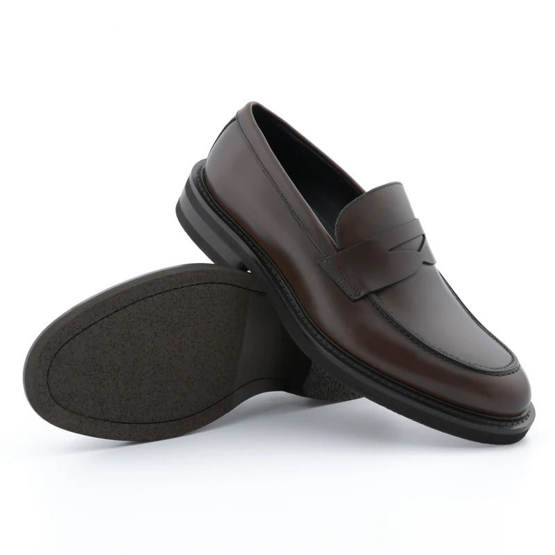 Classic Penny Solid Black Leather Loafers