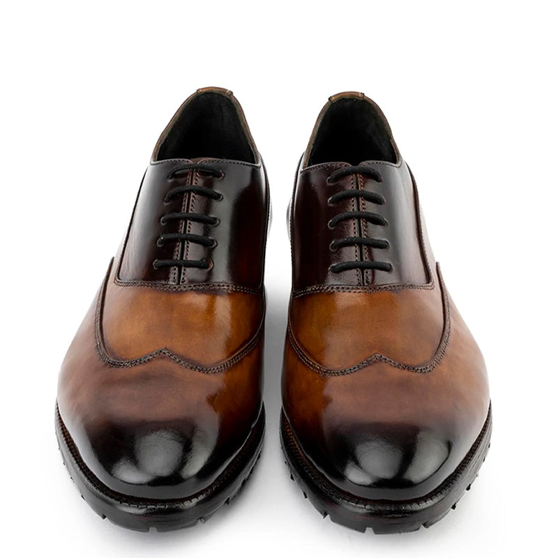 Classic Patina Glossed Leather Oxfords Shoe Tan