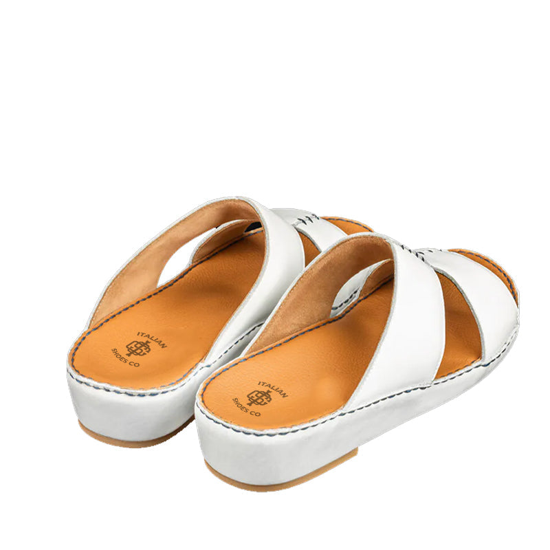Open Toe Handmade Leather Comfort White Arabic Sandal