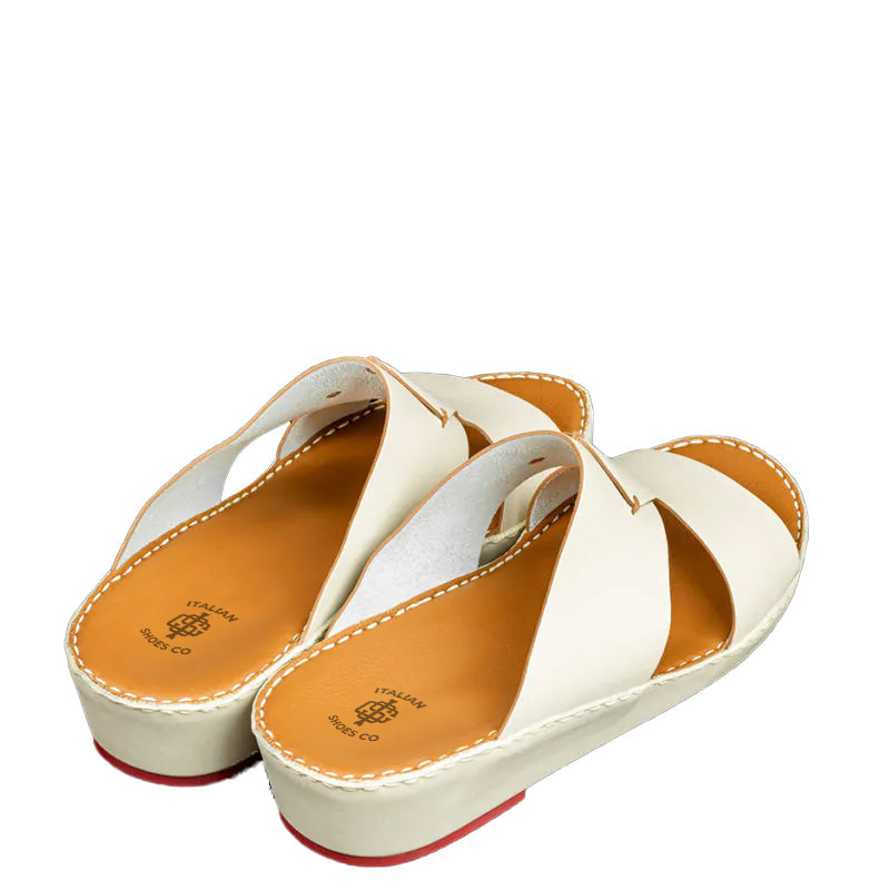 Accented Slip-On Comfort Arabic White Sandal