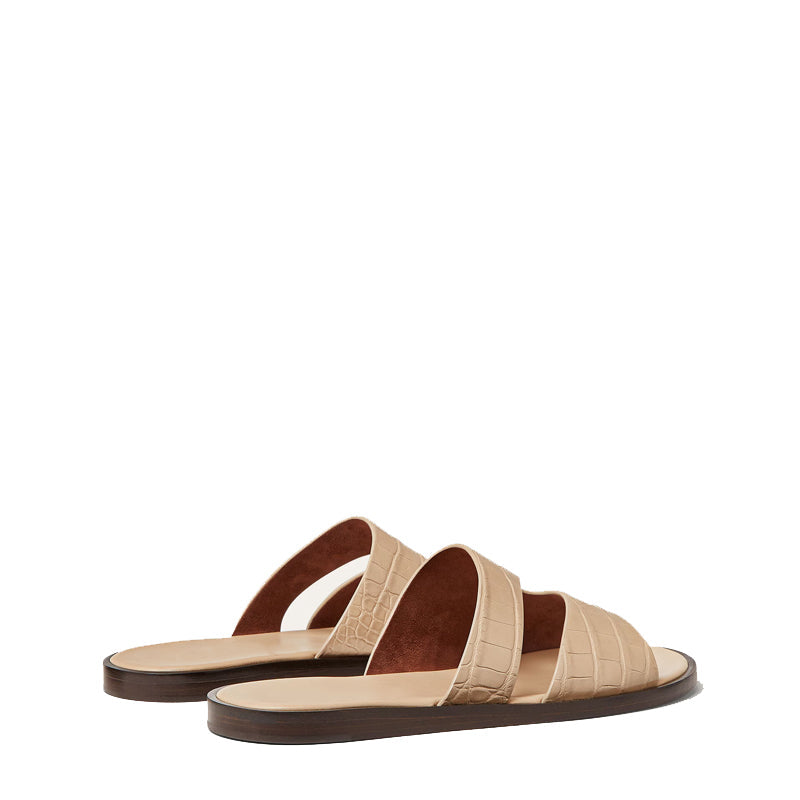 Croco Leather  Double Strap Sandal