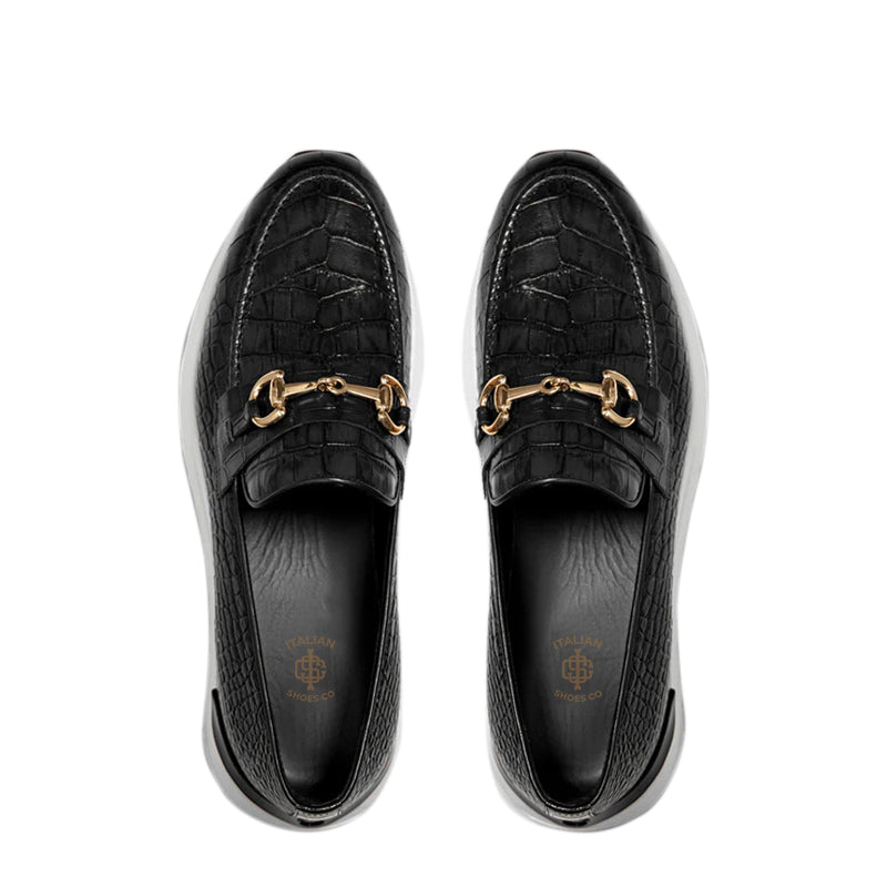 Crocodile Leather Loafer Men's Shoe Brown