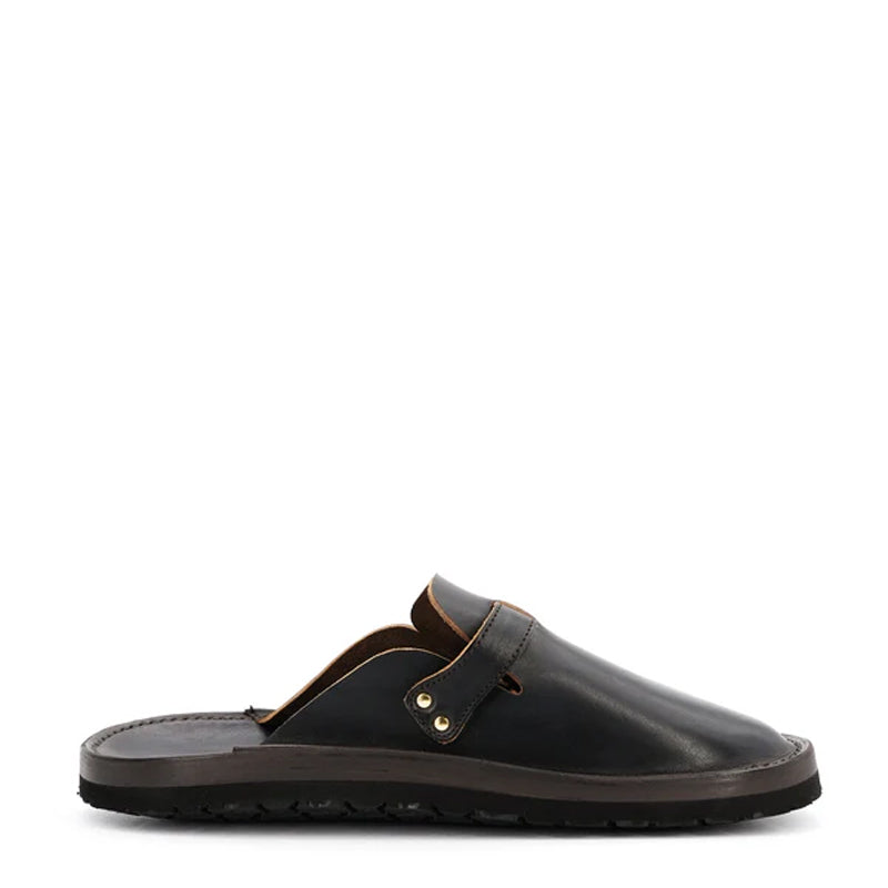 Buckle Clogs Slit Sandal Black