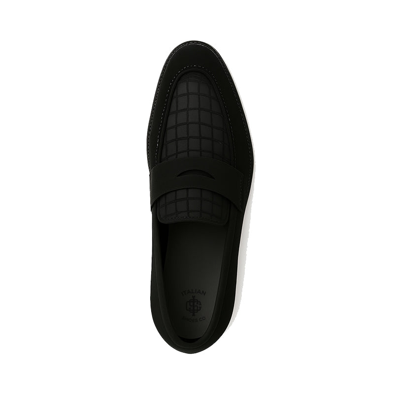 Suede Royale Leather Printed Black Loafer