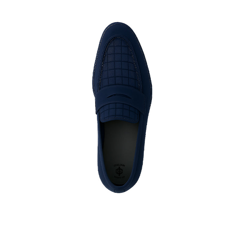 Suede Royale Leather Printed Blue Loafer