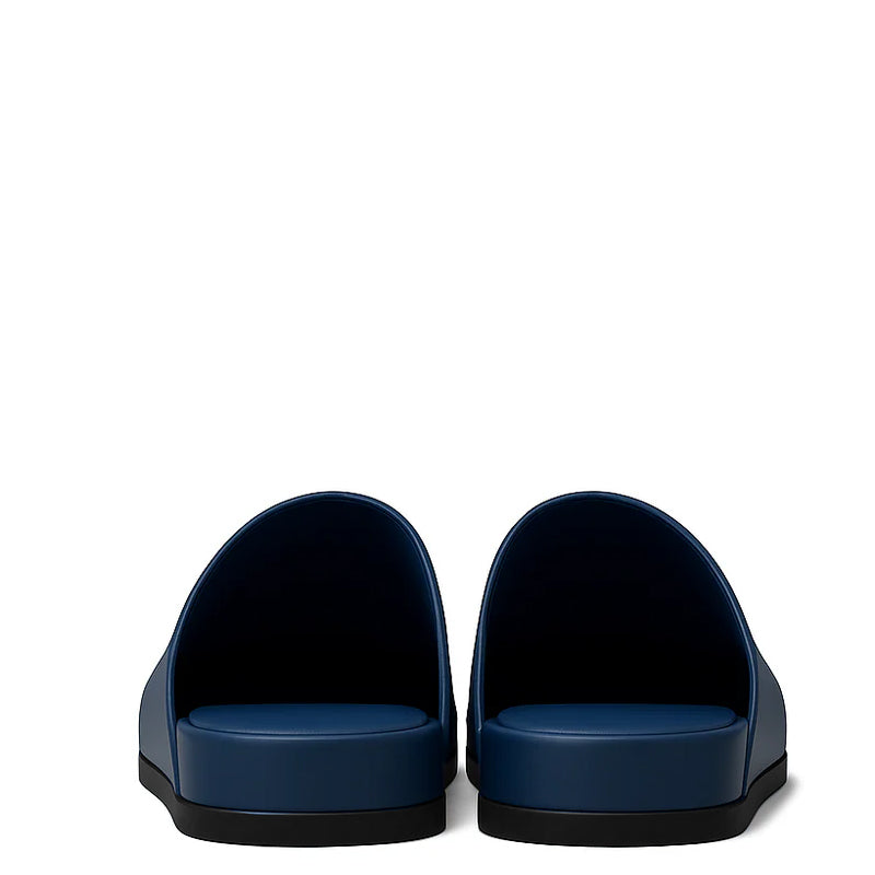 Blue Leather Men Mule