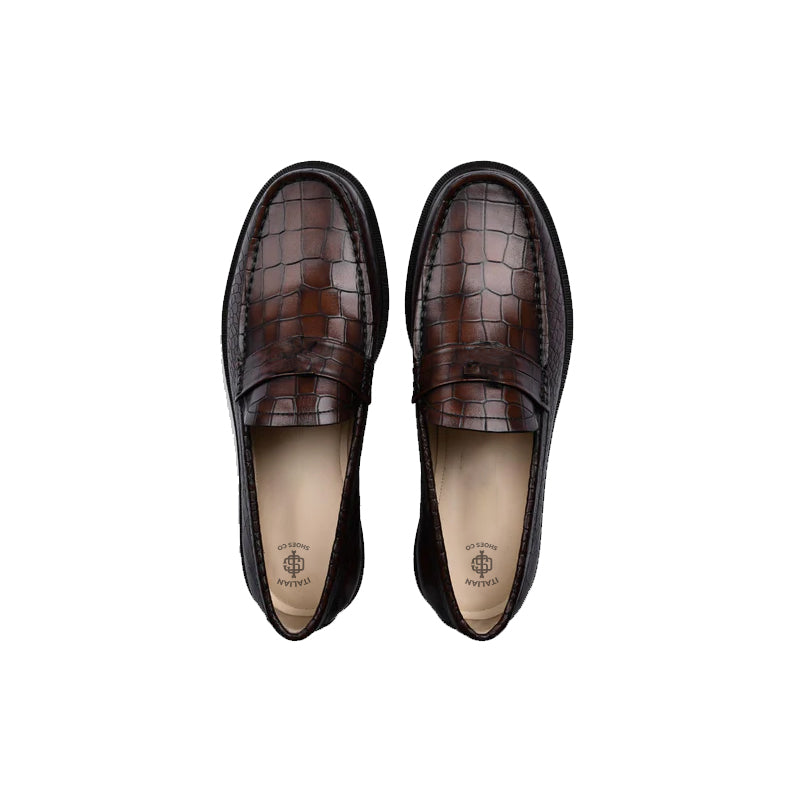 Men's Round Toe Croc Loafers