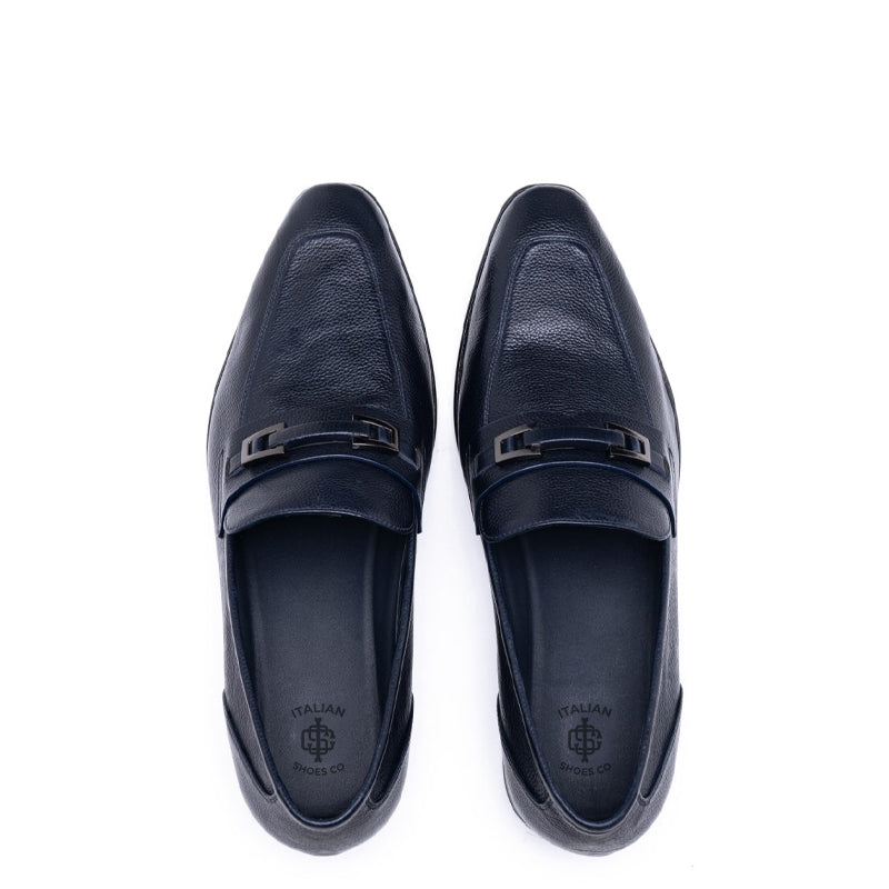 Men Solid Slip-On Trim Leather Loafer Black