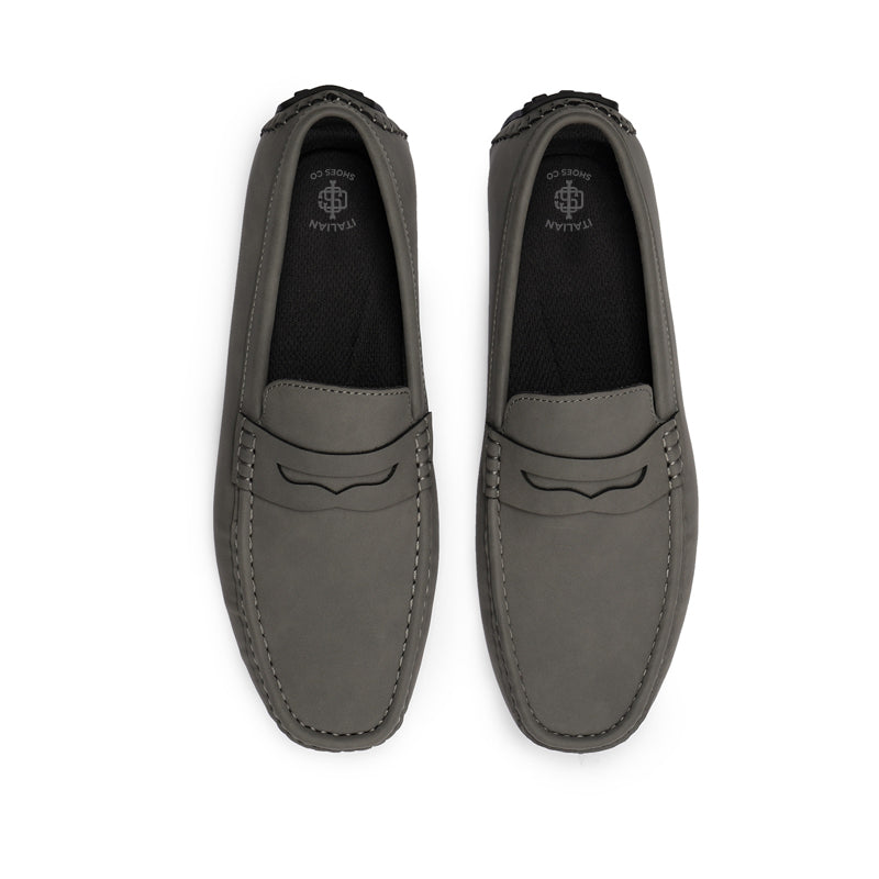 Heritage-Style Suede Moc Toe Penny Loafer Black