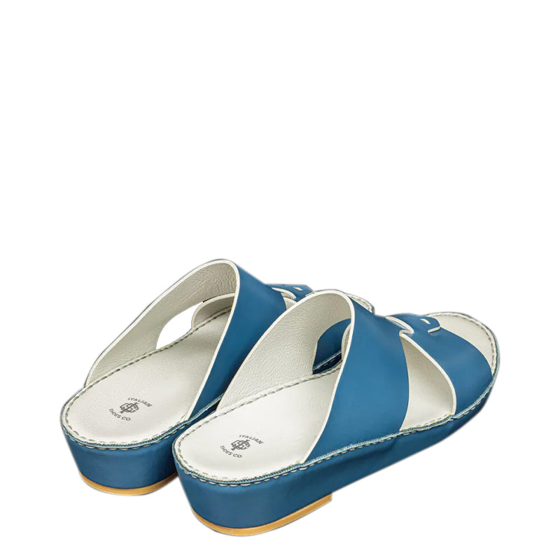 Open Toe Leather Stich Comfort Arabic Blue Sandal