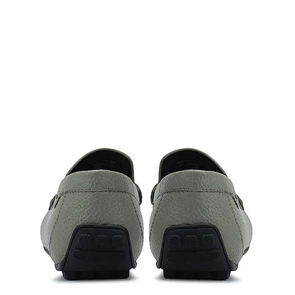 Men Textured Leather Driving Green Loafer
