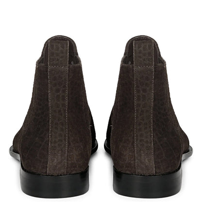 Croco Print Suede Leather Chelsea Boots