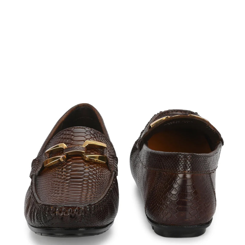 Premium Leather Buckled Brown Loafer For Men