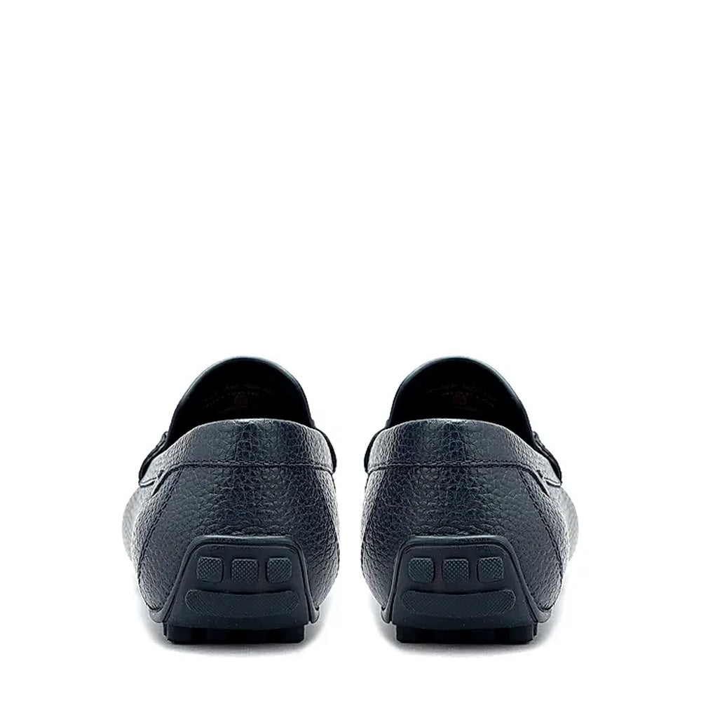 Men Textured Leather Driving Black Loafer