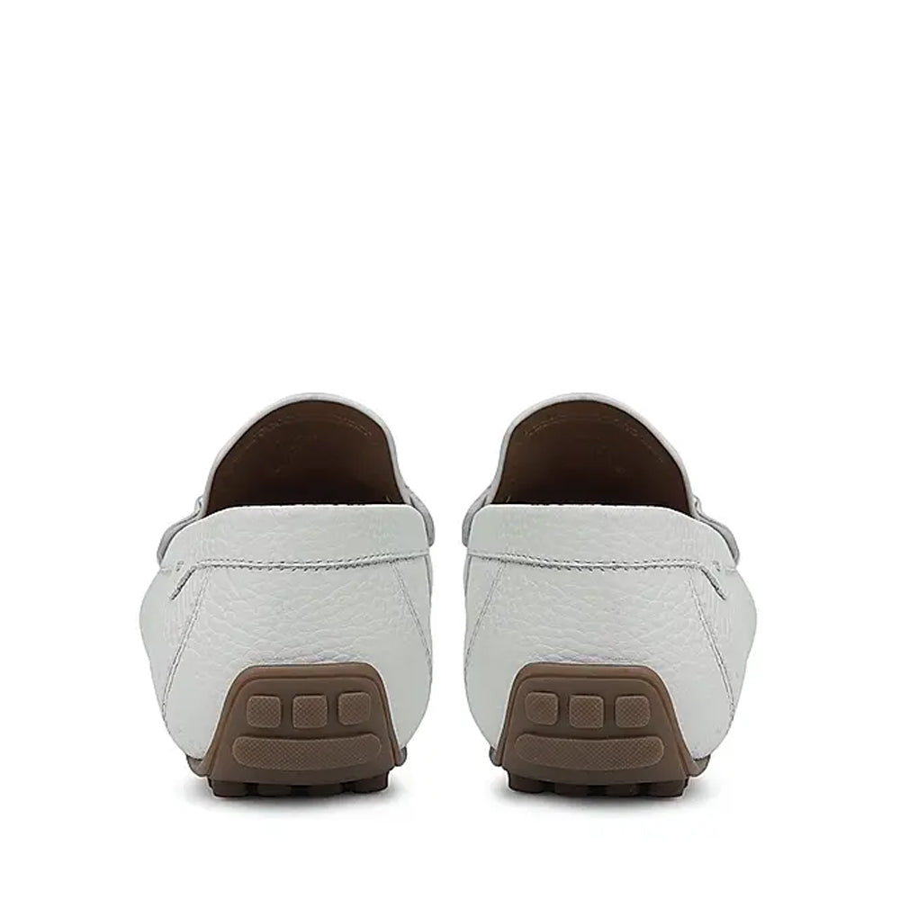 Men Textured Leather Driving White Loafer
