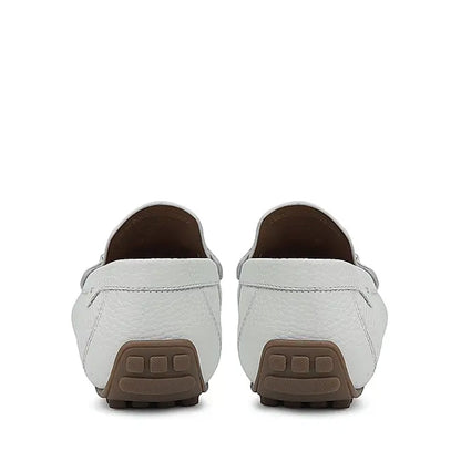 Men Textured Leather Driving White Loafer