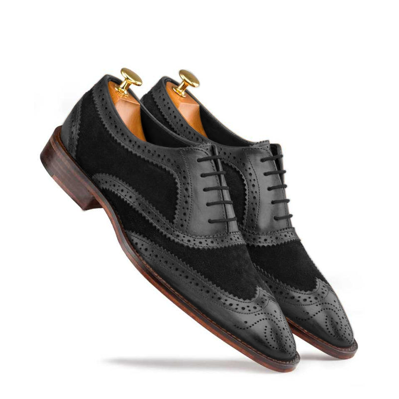 Leather Lace-UP Wingtip Oxford Shoes For Men