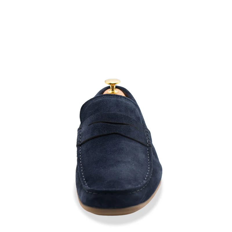 Gregores Suede Penny Moccasin Blue