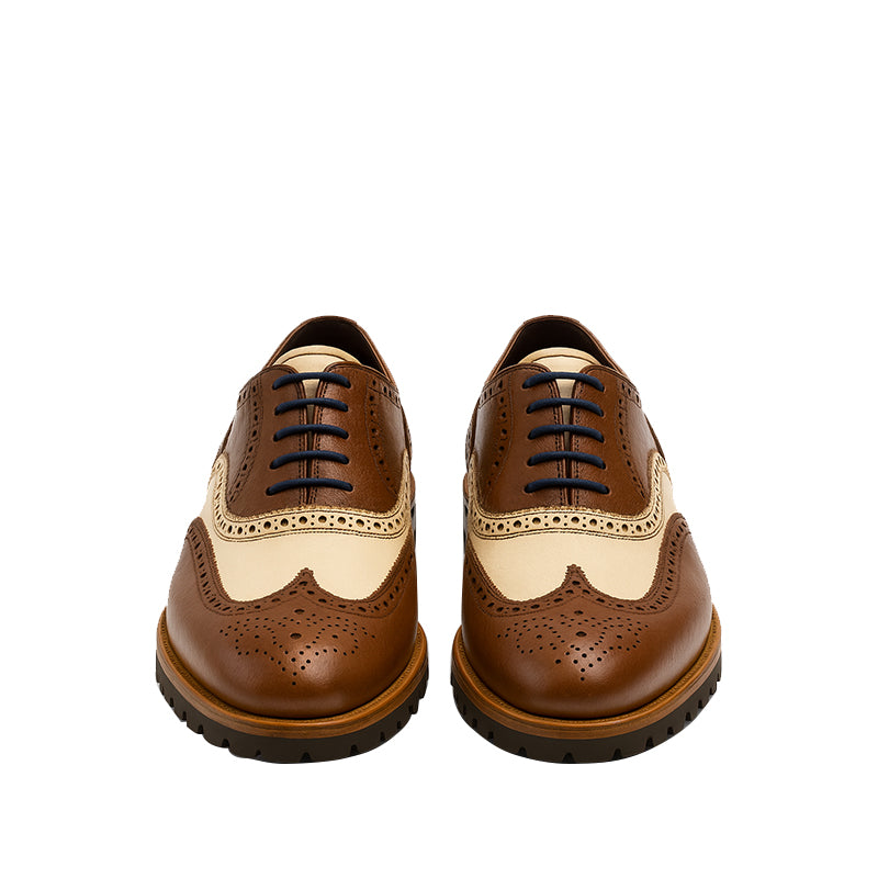 Men’s Luxury Two Tone Laceup Oxford Shoes with Brogue Detailing