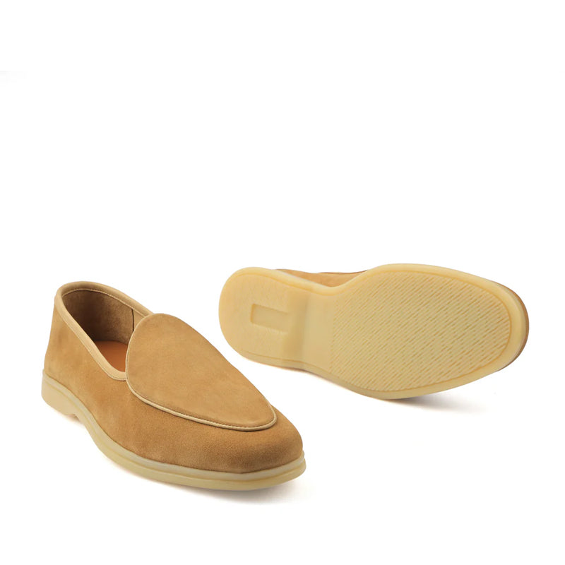 Suede Leather Solid Brown Loafer For Men