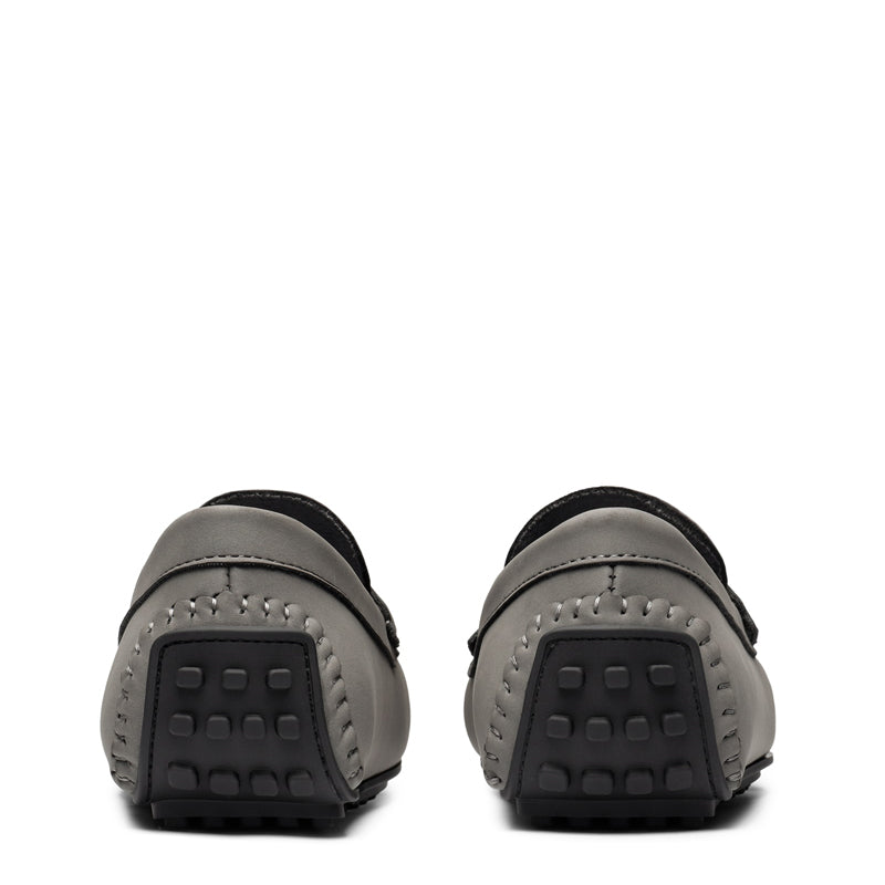 Heritage-Style Suede Moc Toe Penny Loafer Grey