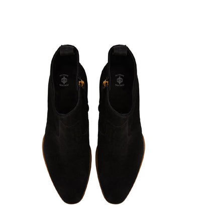 Handmade Suede Leather Side Zipper Ankle Black Boot