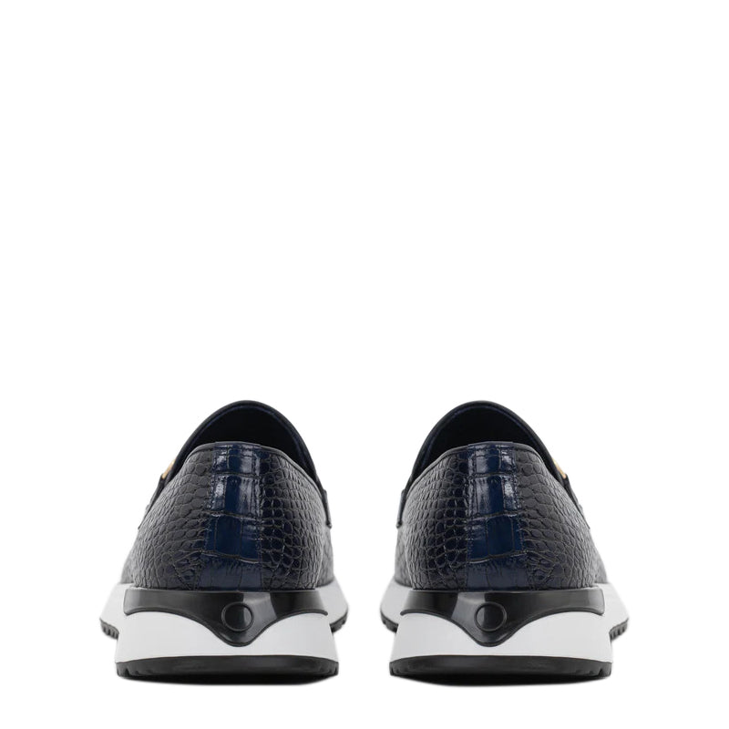 Crocodile Leather Loafer Men's Shoe Blue