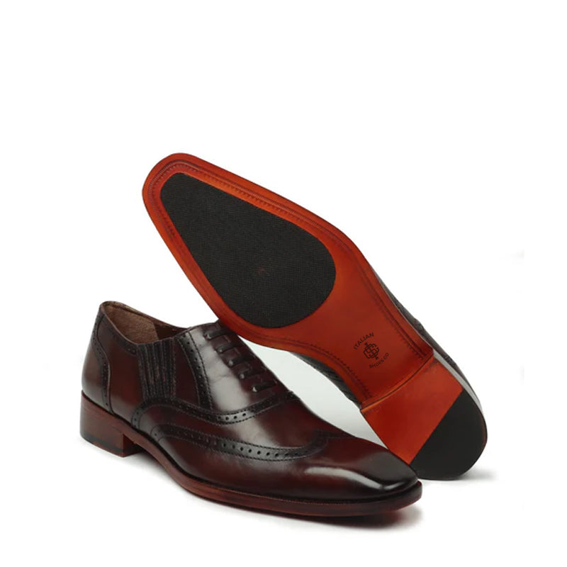 Leather Square Toe Lace-Up Oxford Olive Green Shoe