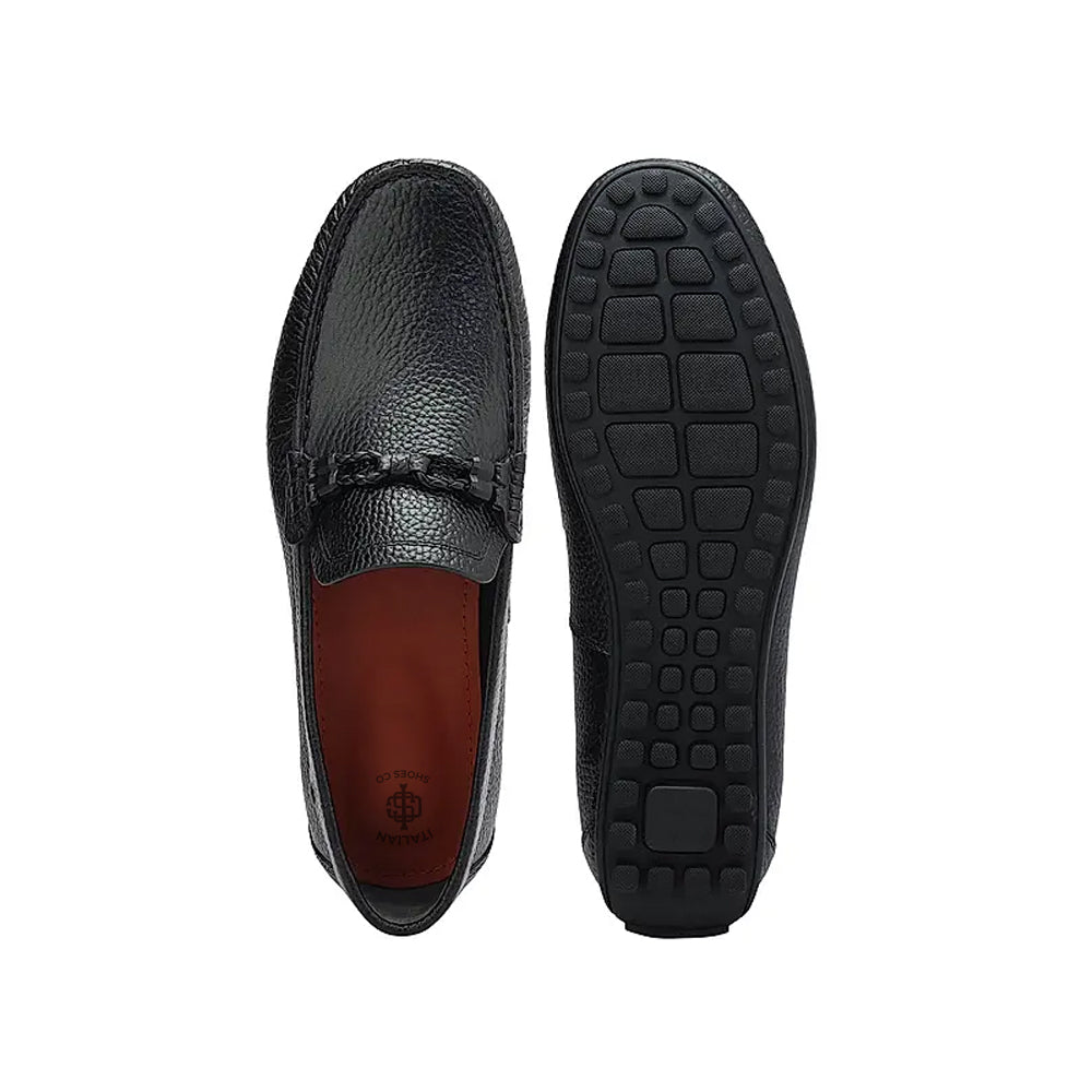 Men Textured Leather Driving Green Loafer