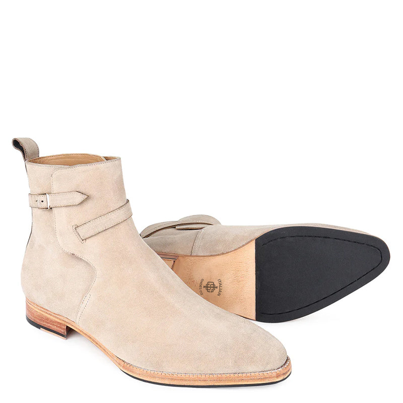 Men Suede Handmade Leather Jodhpur Ankle Boot Beige