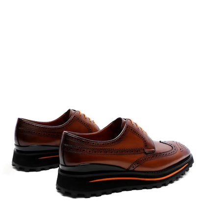 Luxury Shiny Leather Brogue Wingtip Shoe