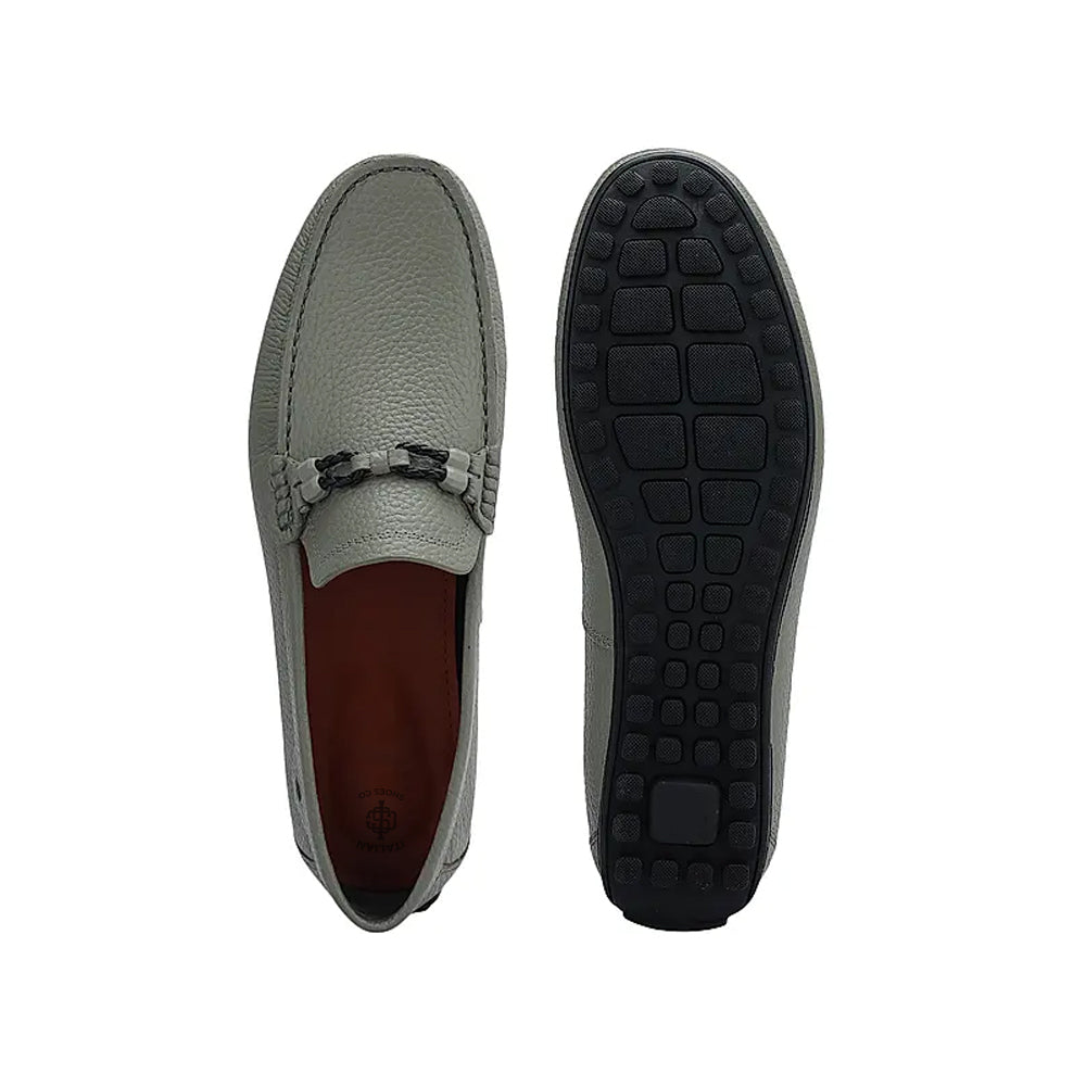 Men Textured Leather Driving Black Loafer