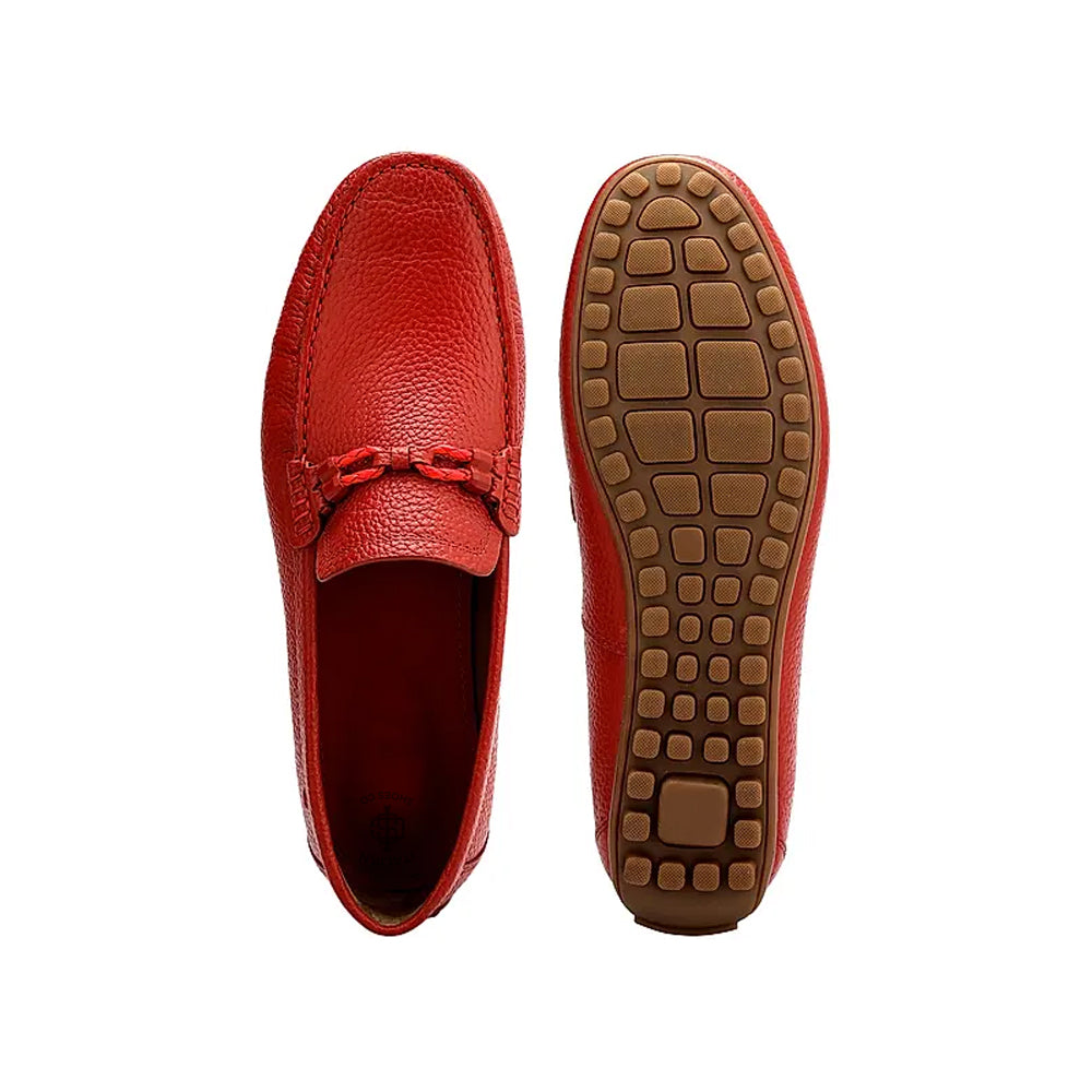 Men Textured Leather Driving Green Loafer