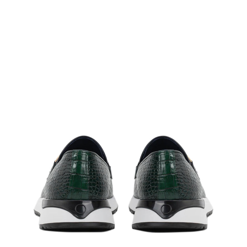 Crocodile Leather Loafer Men's Shoe Green