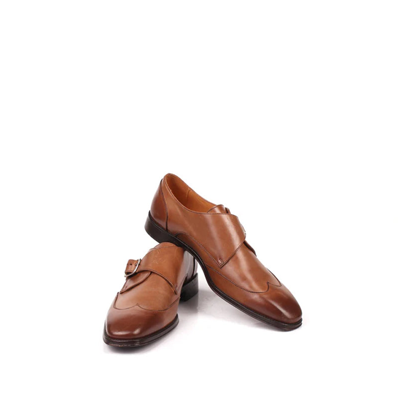 Premium Solid Leather Single Monk Straps Tan/Brown Shoe