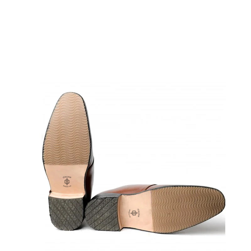 Men Textured Leather Black Single Monk Strap Shoes