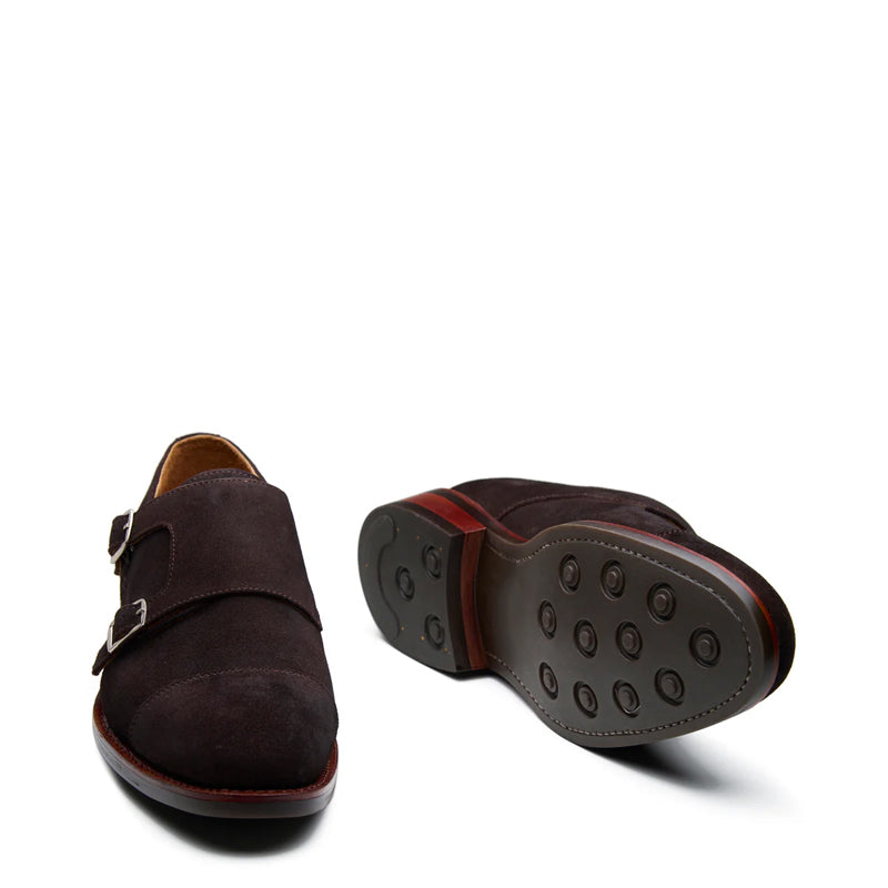 Trendy Double Strap Leather Shoe Brown