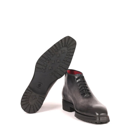 Classic Handmade Stylish Leather Ankle Boot Burgundy