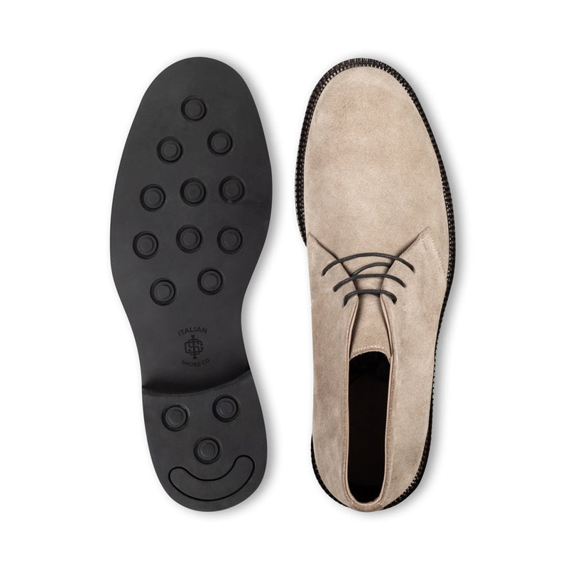 Men Mid-Top Solid Suede Leather Chukkas Boot Black